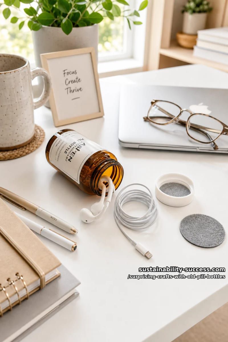 12 Surprising Crafts With Old Pill Bottles 9 an earbud and charging-cable case 1