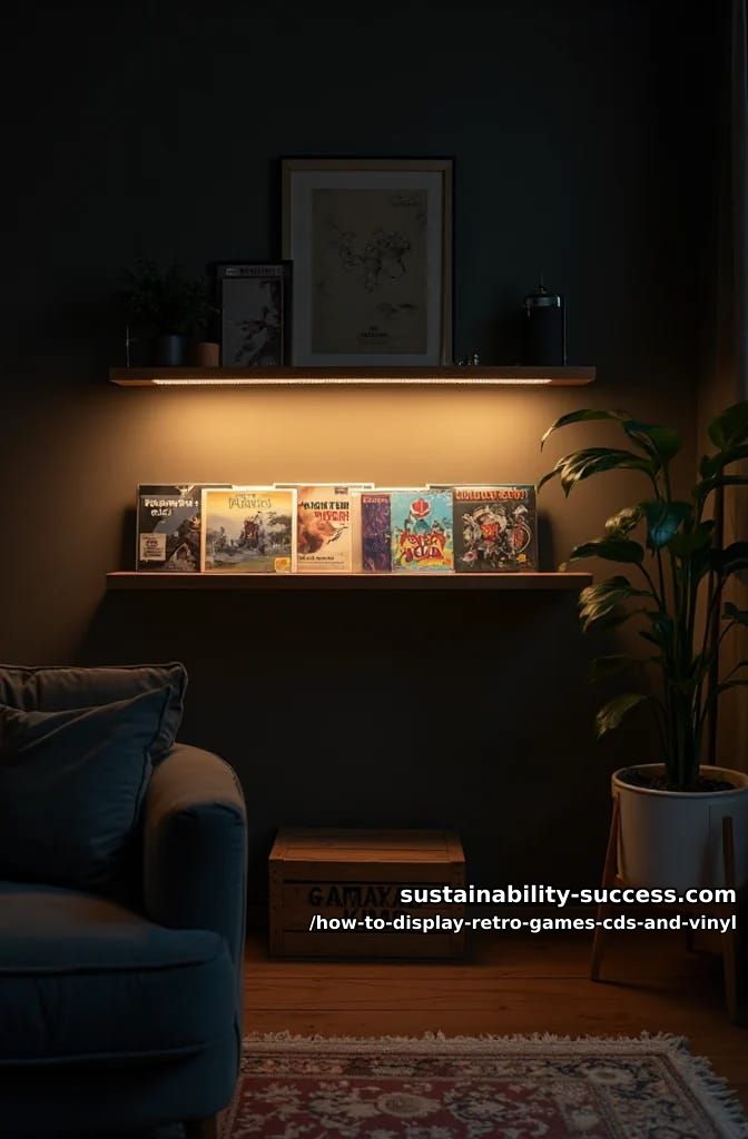 How to Display Retro Games, CDs, and Vinyl Without Wrecking the Collection 12 backlight one floating shelf and leave the rest in shadow 1