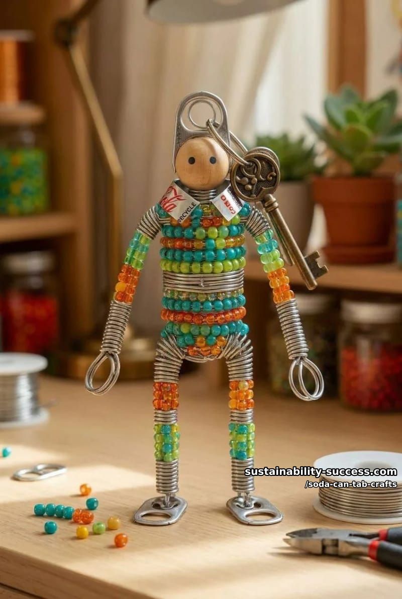 12 Soda Can Tab Crafts, From a Bead-and-Wire Tab Man to Woven Chainmail 4 bead-and-wire tab man keychain 1