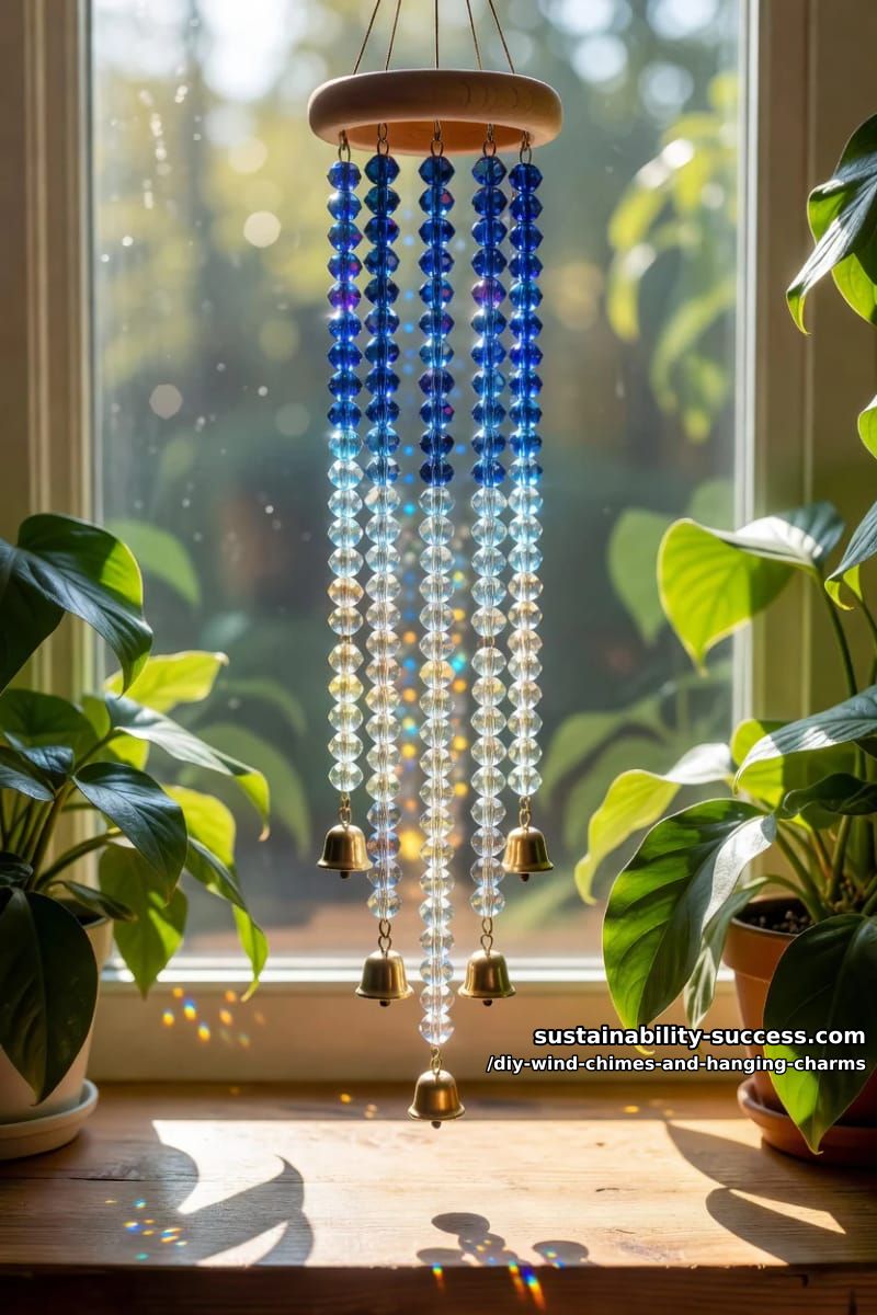 DIY Wind Chimes and Hanging Charms: 12 Kinetic Pieces From Keys, Cans, and Beach Glass 21 beaded suncatcher chime in one color story 1