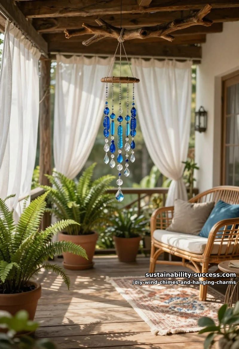 DIY Wind Chimes and Hanging Charms: 12 Kinetic Pieces From Keys, Cans, and Beach Glass 22 beaded suncatcher chime in one color story 1