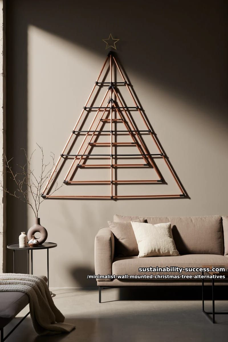 Minimalist Wall-Mounted Christmas Tree Alternatives for Small Spaces 11 brass or copper tubing for a tree with a hard edge 10