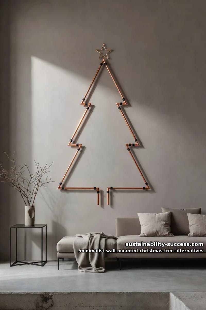 Minimalist Wall-Mounted Christmas Tree Alternatives for Small Spaces 12 brass or copper tubing for a tree with a hard edge 11