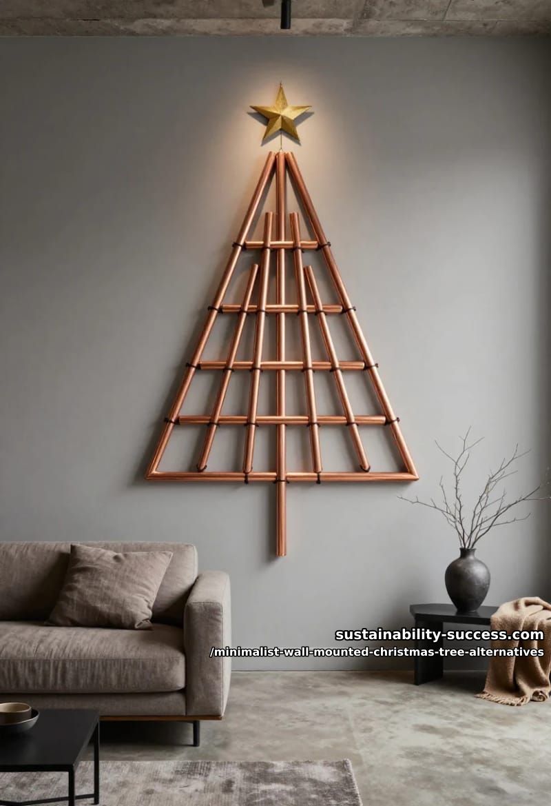 Minimalist Wall-Mounted Christmas Tree Alternatives for Small Spaces 9 brass or copper tubing for a tree with a hard edge 8