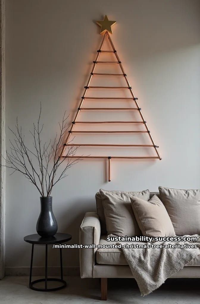 Minimalist Wall-Mounted Christmas Tree Alternatives for Small Spaces 10 brass or copper tubing for a tree with a hard edge 9