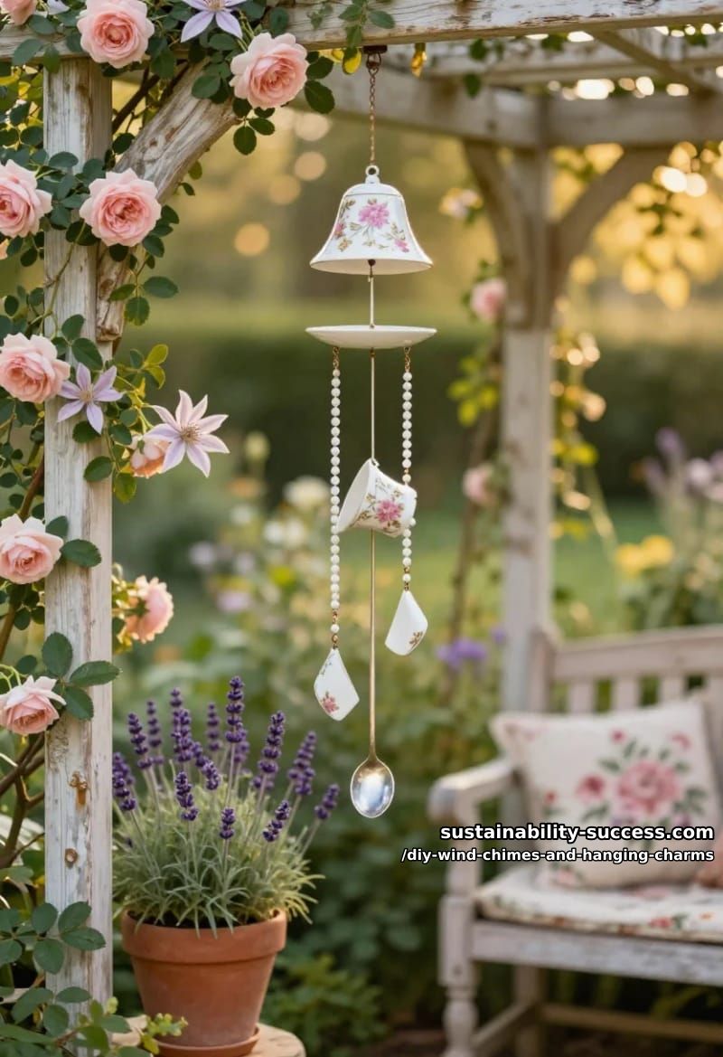 DIY Wind Chimes and Hanging Charms: 12 Kinetic Pieces From Keys, Cans, and Beach Glass 17 broken china and teacup wind chime 1
