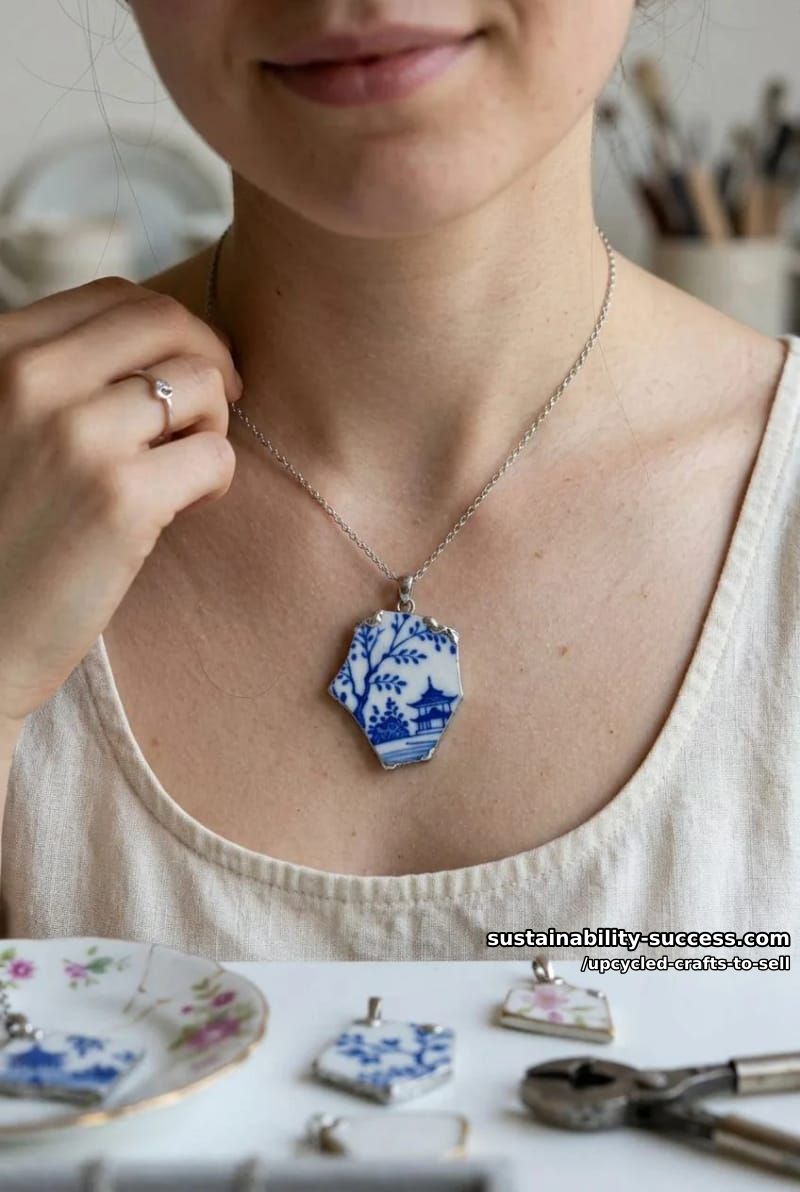 12 Upcycled Crafts to Sell That Hold Their Margin at Markets and on Etsy 15 broken-china pendant necklaces 1