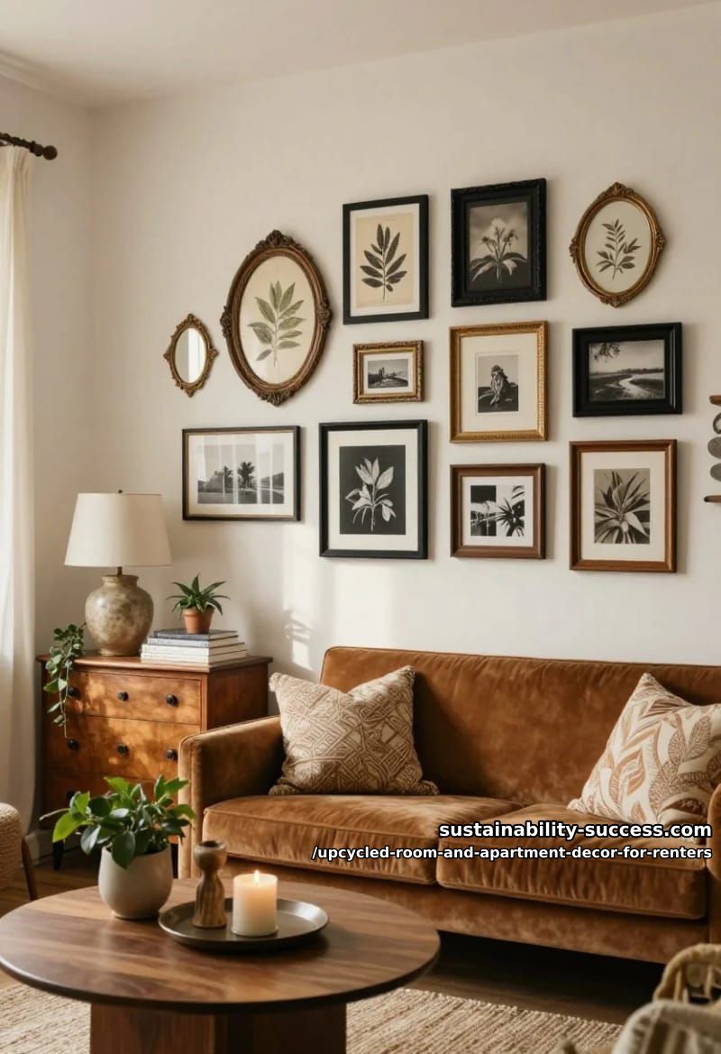 Upcycled Room and Apartment Decor for Renters 24 build a thrifted-frame gallery wall, hung damage-free 1