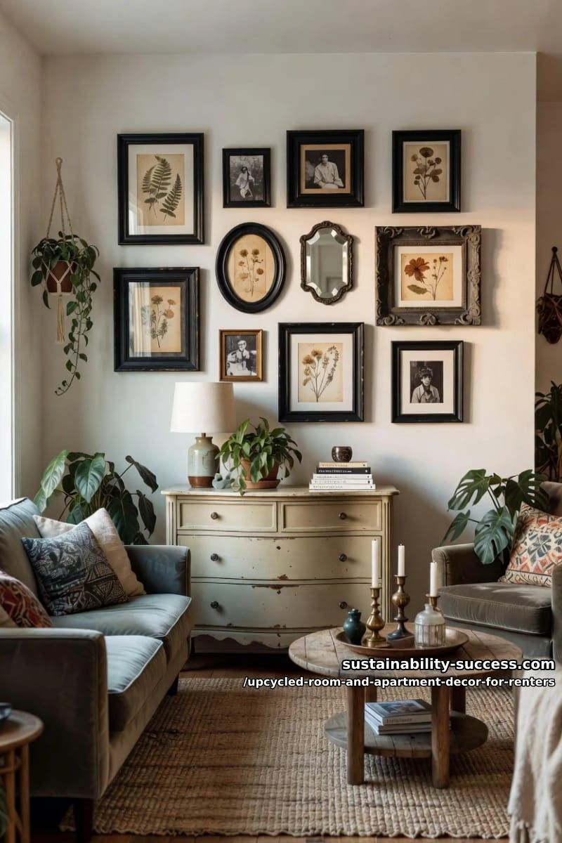 Upcycled Room and Apartment Decor for Renters 25 build a thrifted-frame gallery wall, hung damage-free 1