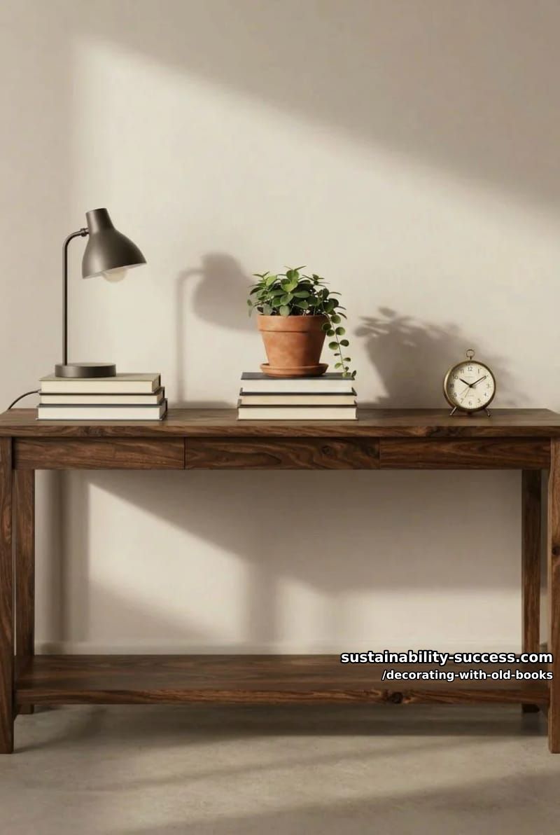 build height with horizontal book stacks under lamps and plants 1