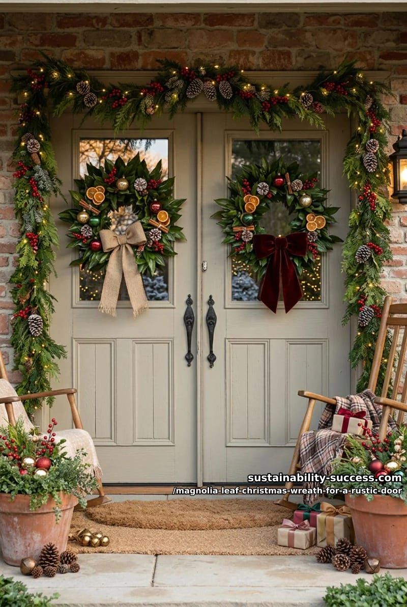 burlap or velvet bow on a magnolia wreath 1