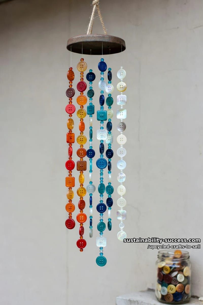 12 Upcycled Crafts to Sell That Hold Their Margin at Markets and on Etsy 27 button and glass-bead wind chimes 1