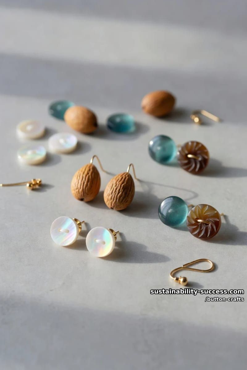 Button Crafts: 11 Colorful Projects for a Jar You Can't Stop Filling 23 button earrings in shell and vegetable ivory 1