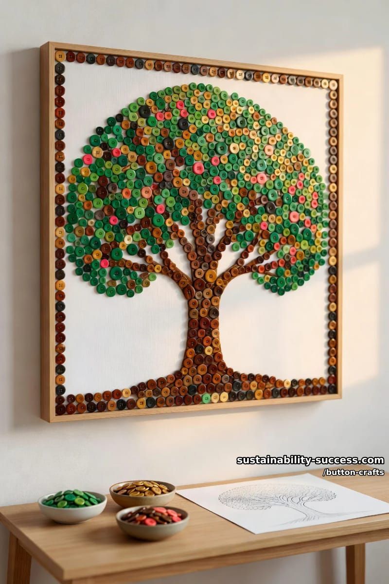 Button Crafts: 11 Colorful Projects for a Jar You Can't Stop Filling 19 button mosaic art: painting a picture in discs 1