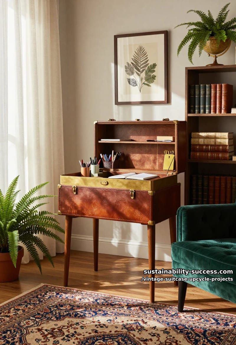 Vintage Suitcase Upcycle Projects: 12 Furniture Conversions for Thrifted Luggage 22 campaign-style suitcase writing desk 1