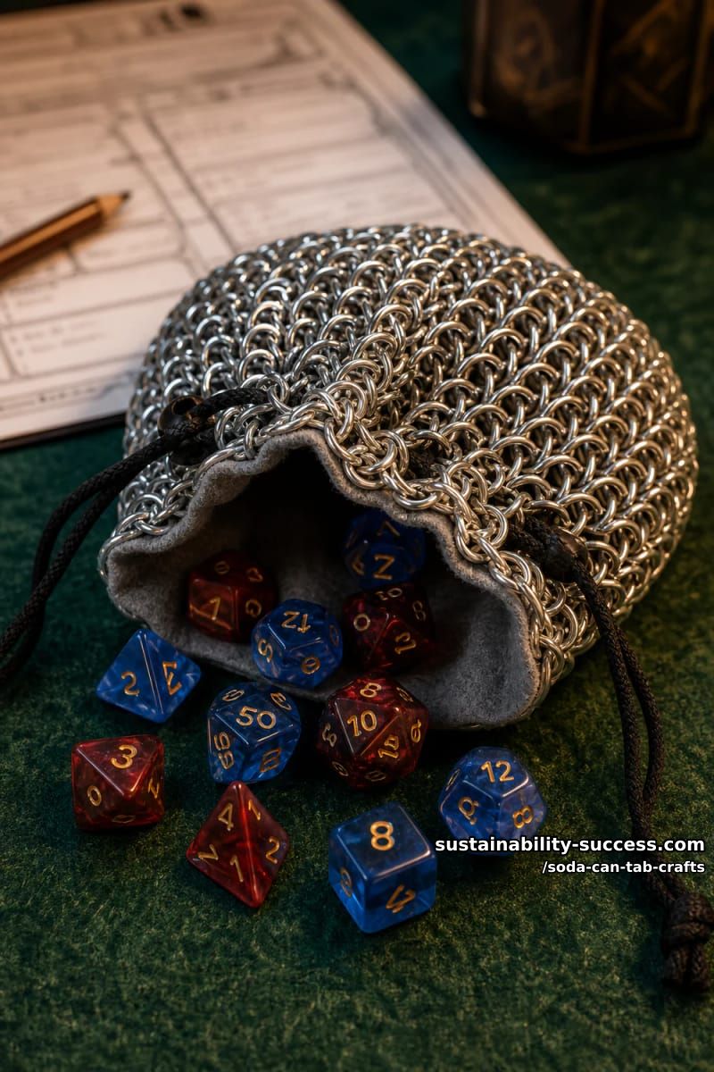 12 Soda Can Tab Crafts, From a Bead-and-Wire Tab Man to Woven Chainmail 20 chainmail dice pouch 1