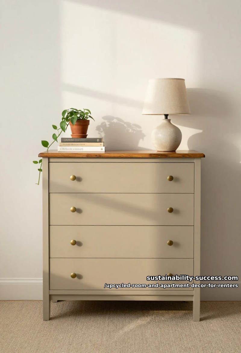 Upcycled Room and Apartment Decor for Renters 3 chalk-paint a thrifted dresser instead of buying flat-pack 1
