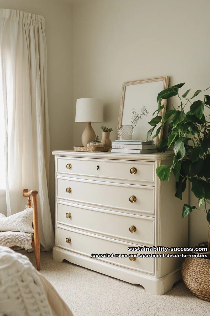 Upcycled Room and Apartment Decor for Renters 4 chalk-paint a thrifted dresser instead of buying flat-pack 1