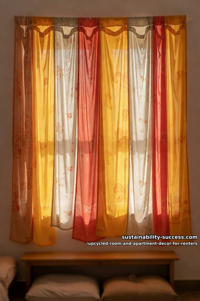 Upcycled Room and Apartment Decor for Renters 20 clip vintage saris and silk scarves as curtains 1