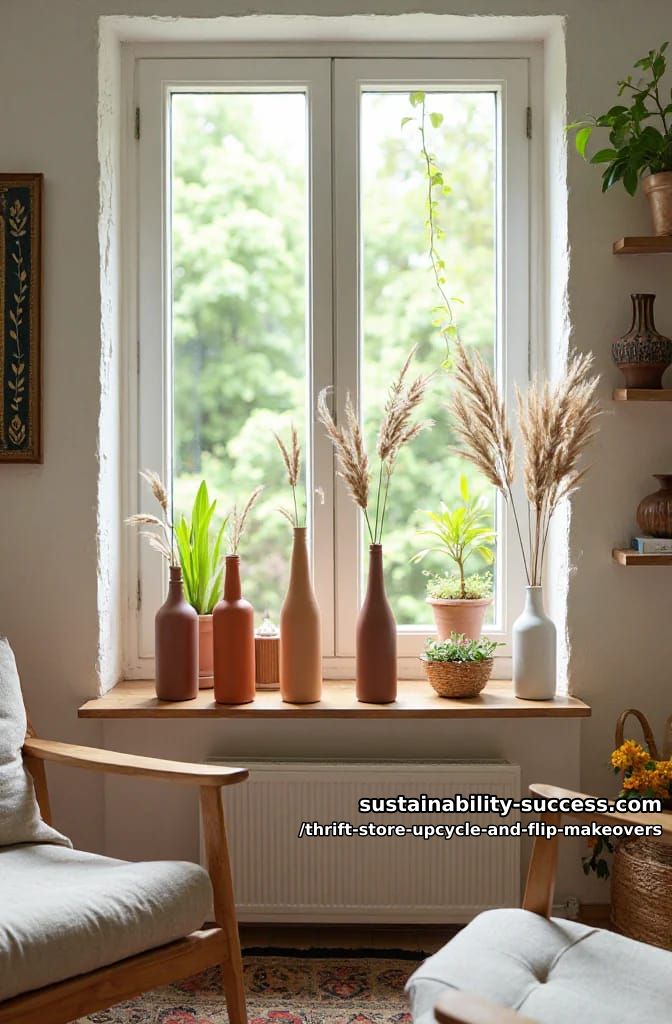 12 Thrift Store Upcycle and Flip Makeovers That Actually Hold Up 12 color-block thrifted glass bottles into bud vases 1