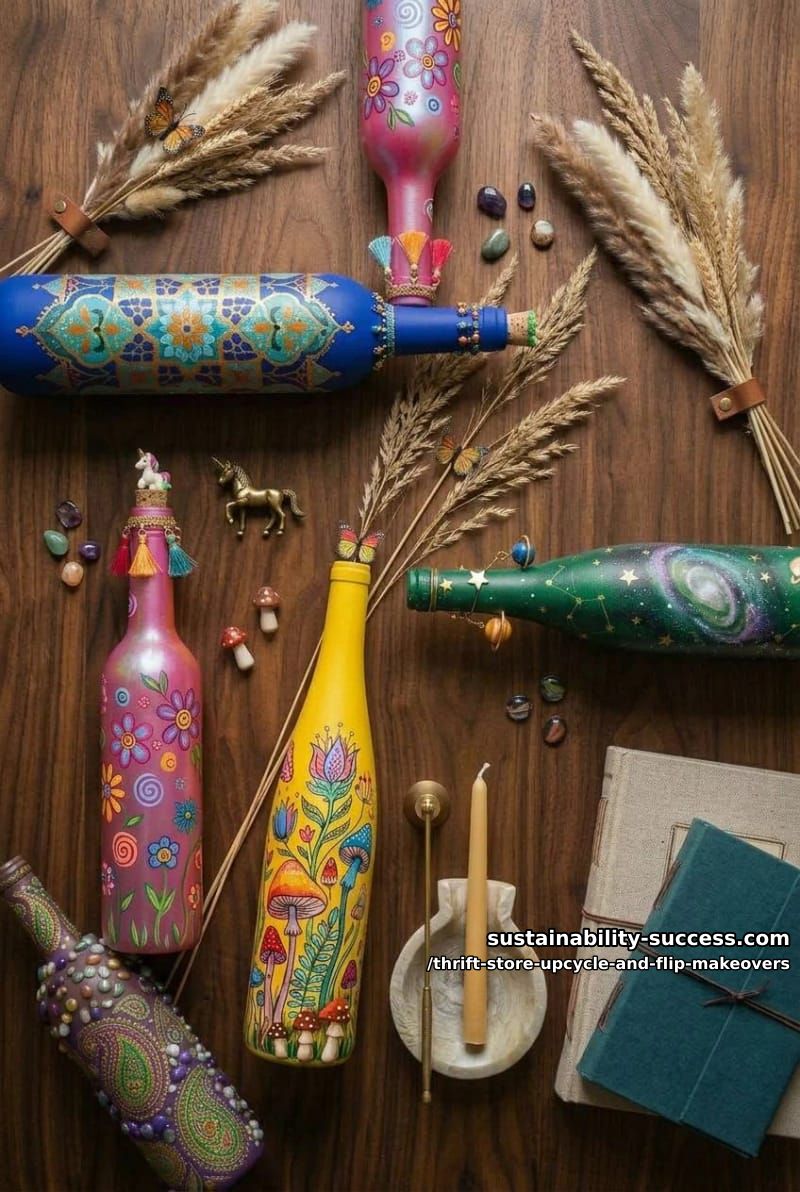 12 Thrift Store Upcycle and Flip Makeovers That Actually Hold Up 10 color-block thrifted glass bottles into bud vases 8