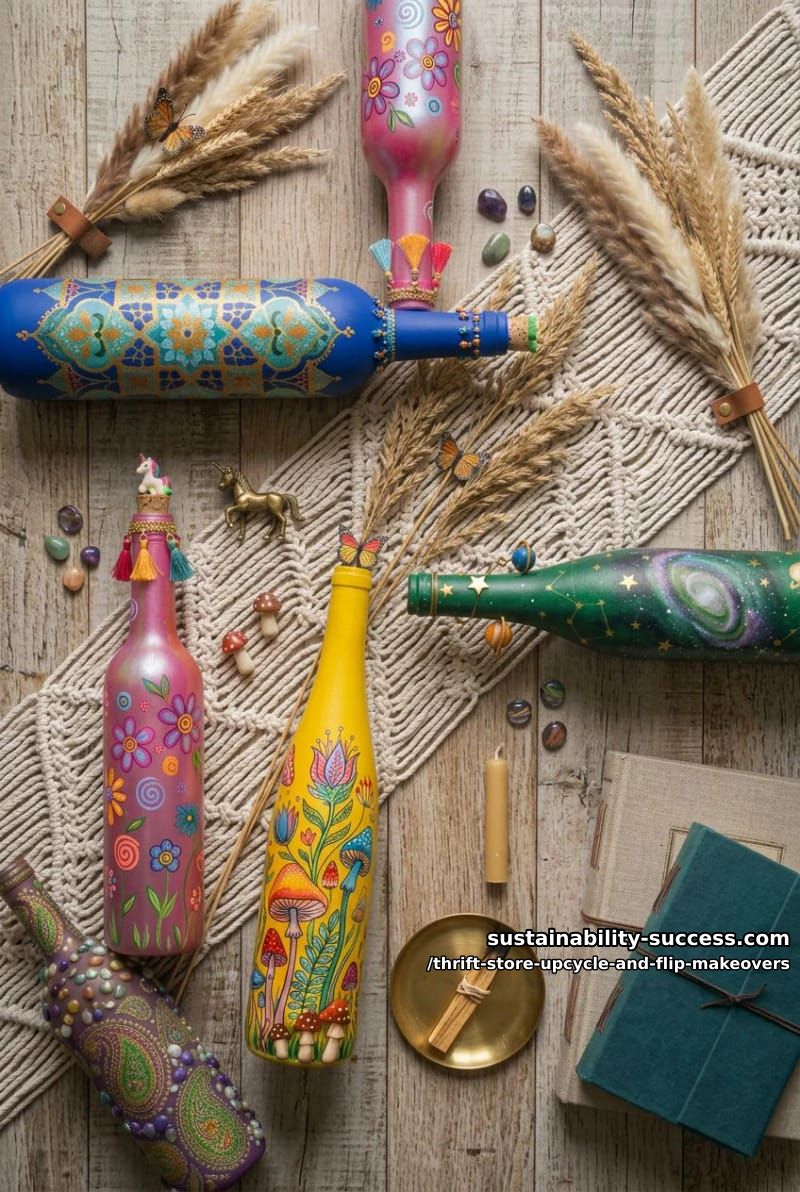 12 Thrift Store Upcycle and Flip Makeovers That Actually Hold Up 11 color-block thrifted glass bottles into bud vases 9