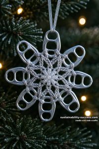 12 Soda Can Tab Crafts, From a Bead-and-Wire Tab Man to Woven Chainmail 1 crocheted pop-tab star ornament 18