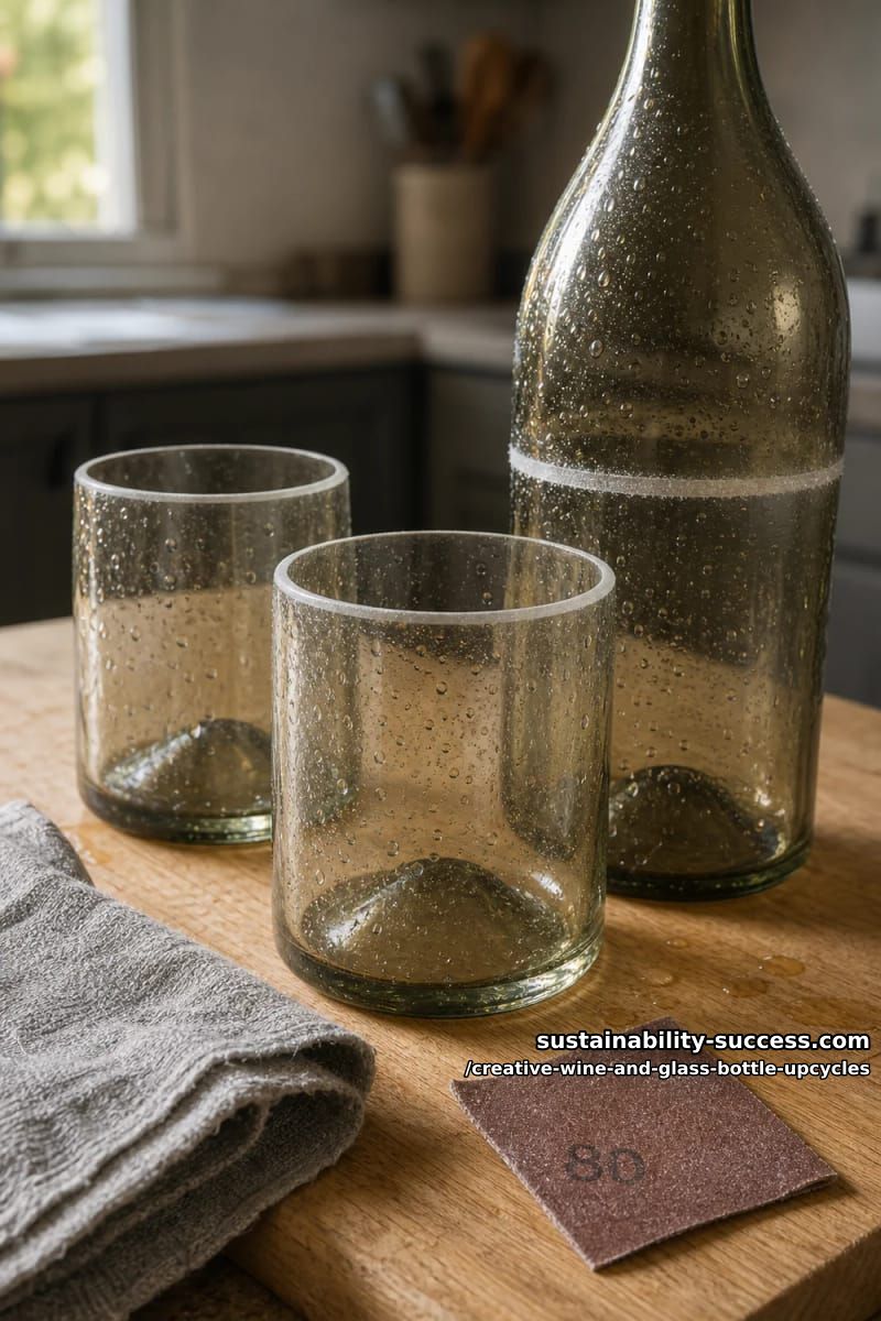 cut one wine bottle into a stacking tumbler set 1
