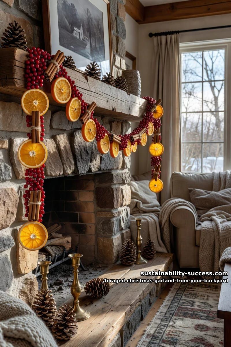dried orange and cranberry garland 1