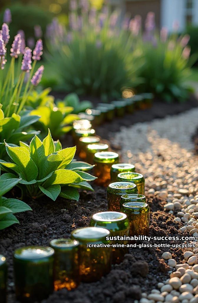 edge a garden bed with bottles, necks down 1