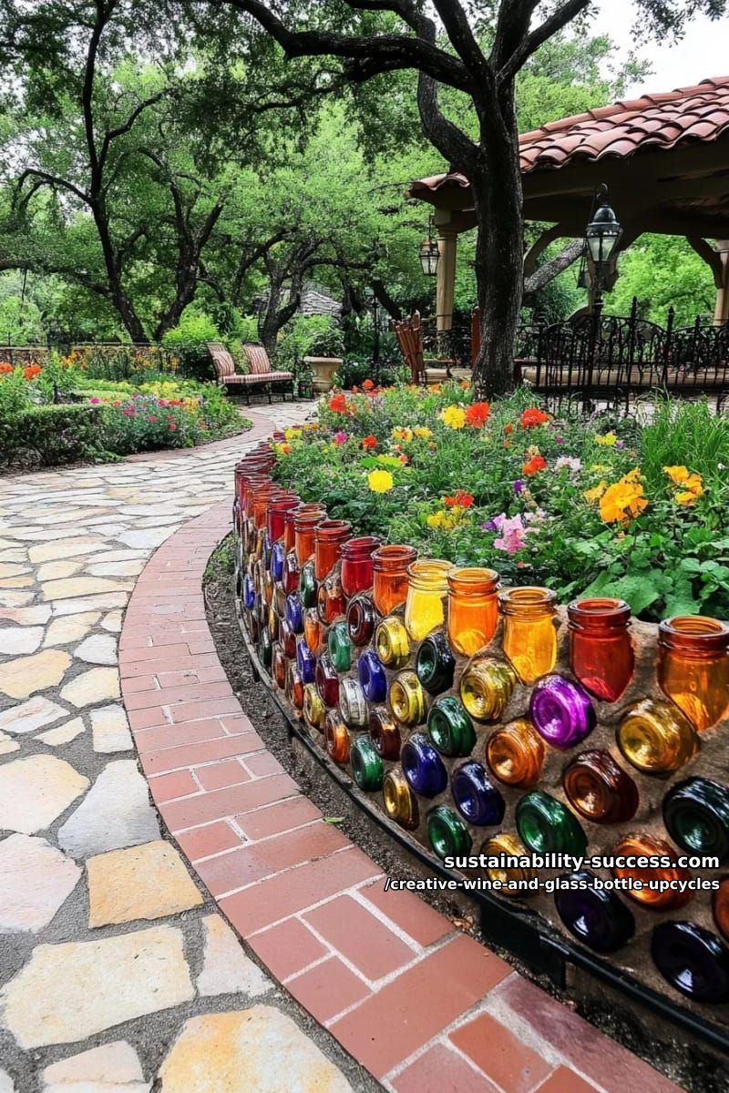 edge a garden bed with bottles, necks down 1