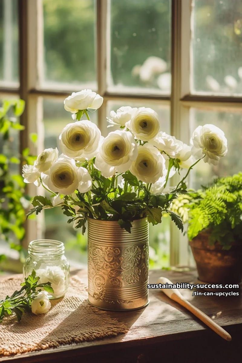 12 Tin Can Upcycles: Lanterns, Luminaries, and Wind Chimes 26 embossed tin can vase sleeve 1