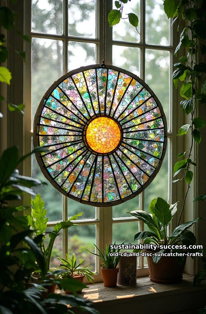 12 Disc Suncatcher Crafts From Old CDs You Were Going to Toss 15 faux stained-glass suncatcher with liquid leading 1
