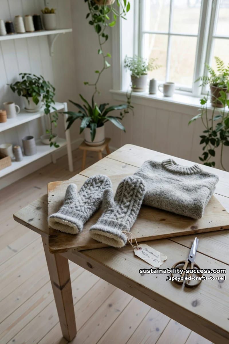 12 Upcycled Crafts to Sell That Hold Their Margin at Markets and on Etsy 7 felted mittens from thrifted wool sweaters 1
