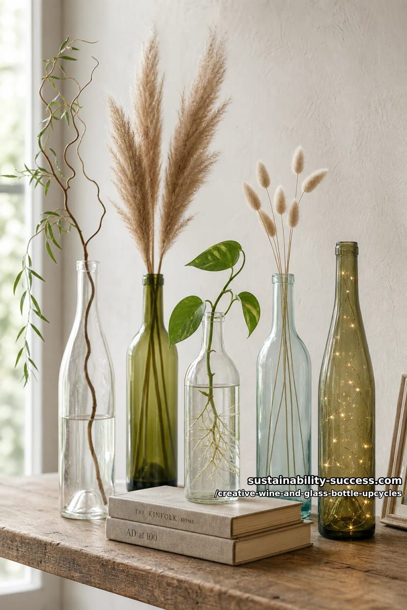 fill narrow bottles with everything except flowers 1