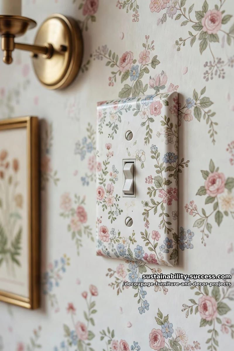 12 Decoupage Projects That Transform Tired Furniture and Decor 25 floral switch plates and outlet covers 1