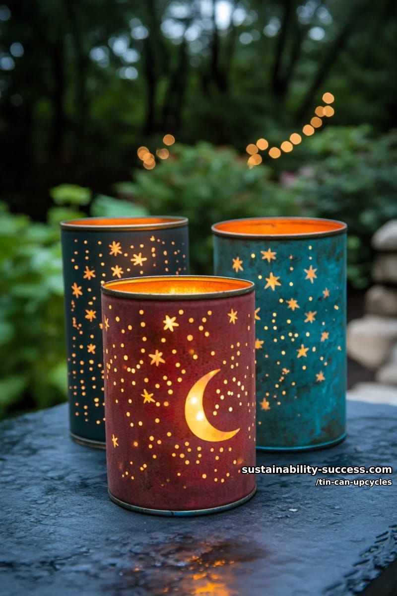 12 Tin Can Upcycles: Lanterns, Luminaries, and Wind Chimes 4 freeze-and-punch tin can luminary 1