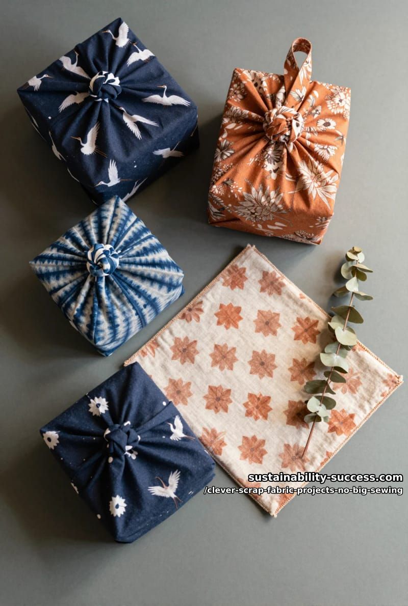 12 Clever Scrap Fabric Projects With Almost No Sewing 13 furoshiki wraps and gift bags from larger remnants 1