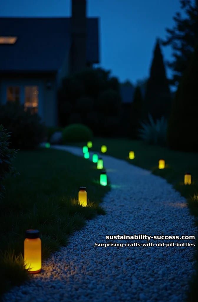 12 Surprising Crafts With Old Pill Bottles 17 glow-in-the-dark path markers from painted pill bottles 1