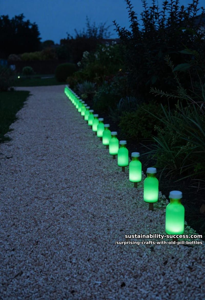 12 Surprising Crafts With Old Pill Bottles 18 glow-in-the-dark path markers from painted pill bottles 1