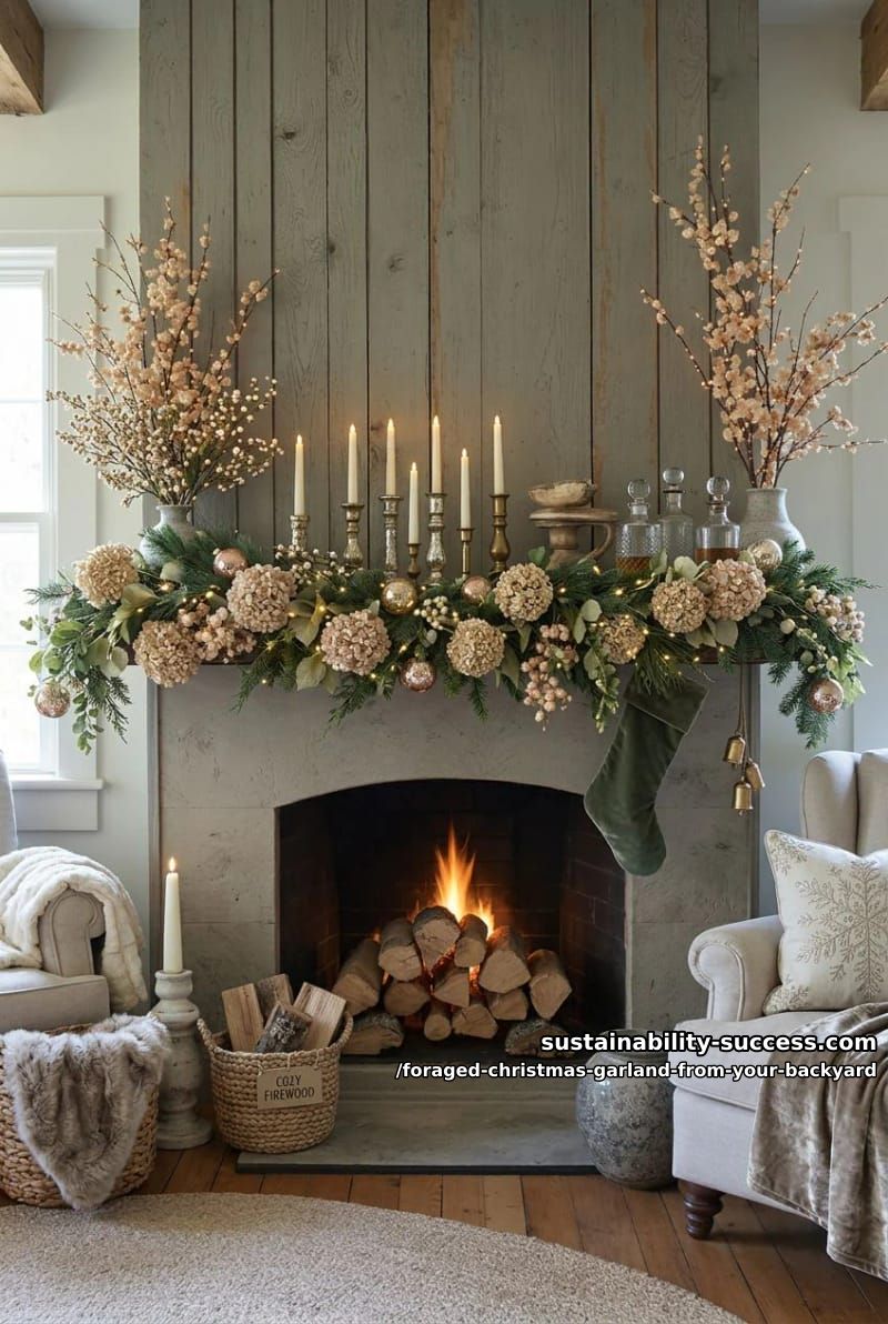 hops vine and dried hydrangea garland 1