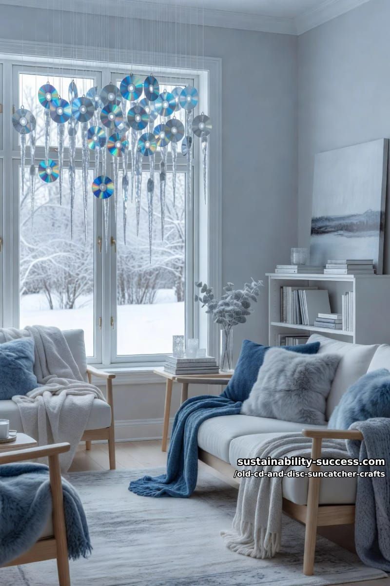 12 Disc Suncatcher Crafts From Old CDs You Were Going to Toss 26 iridescent icicles and snowflakes for winter windows 1