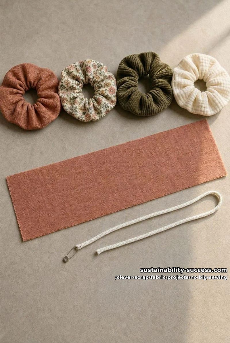 12 Clever Scrap Fabric Projects With Almost No Sewing 8 knotted scrunchies from quilting offcuts 1
