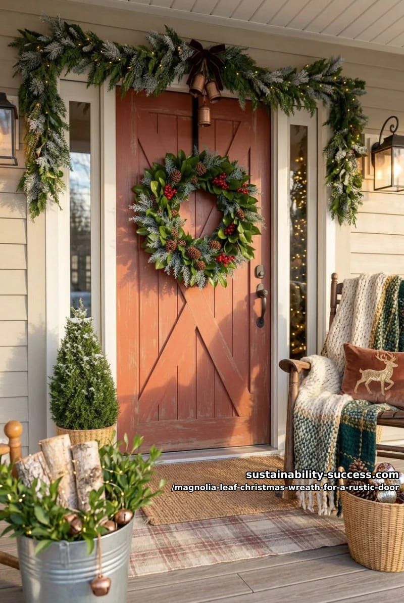 layer in the christmas: greenery, berries, and snow 1