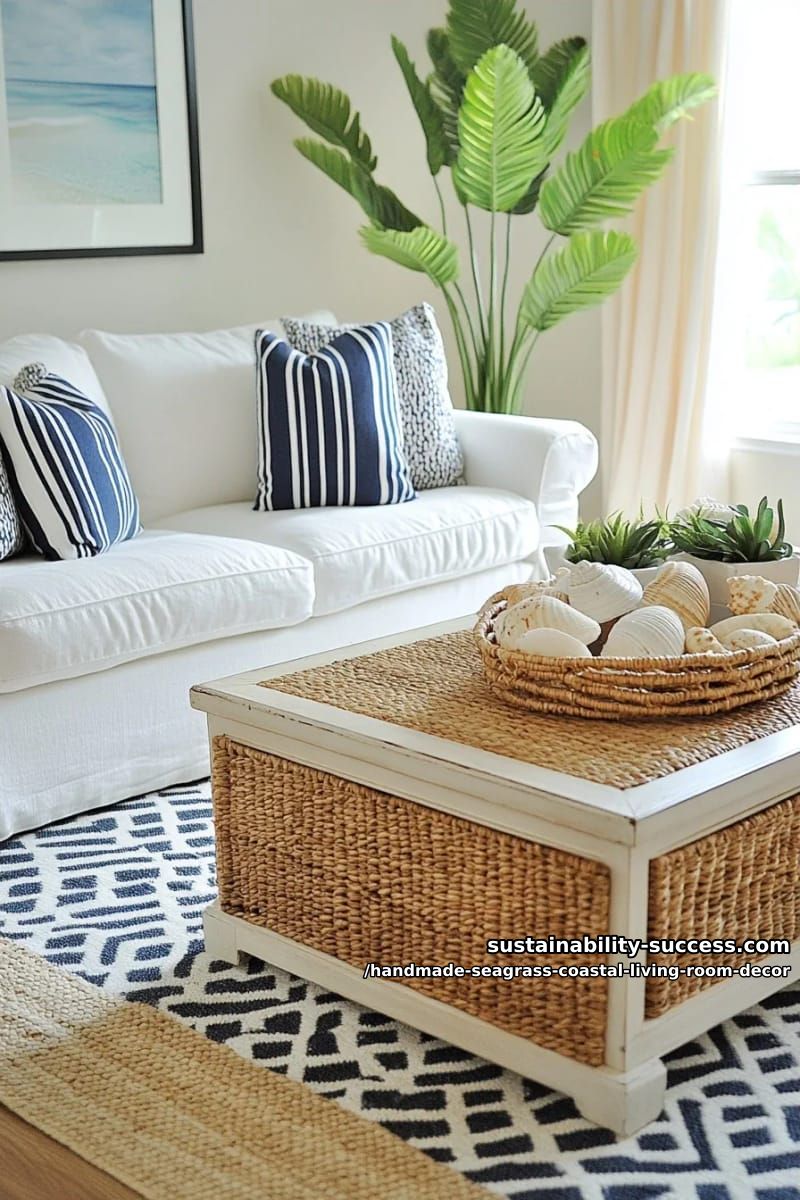 layered seagrass area rugs with geometric coastal-inspired designs 1