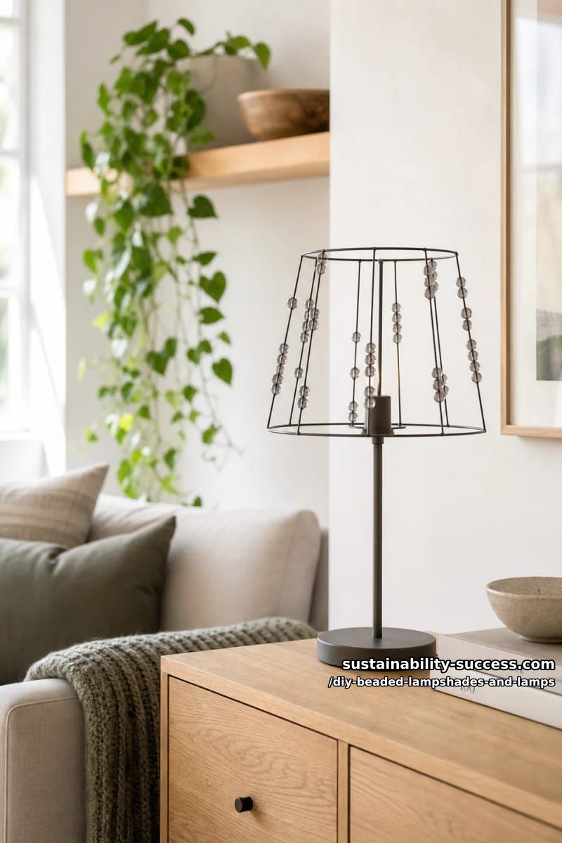 10 DIY Beaded Lampshade and Lamp Ideas for a Warm, Jeweled Glow 20 leave the frame see-through for a sparser, modern shade 1
