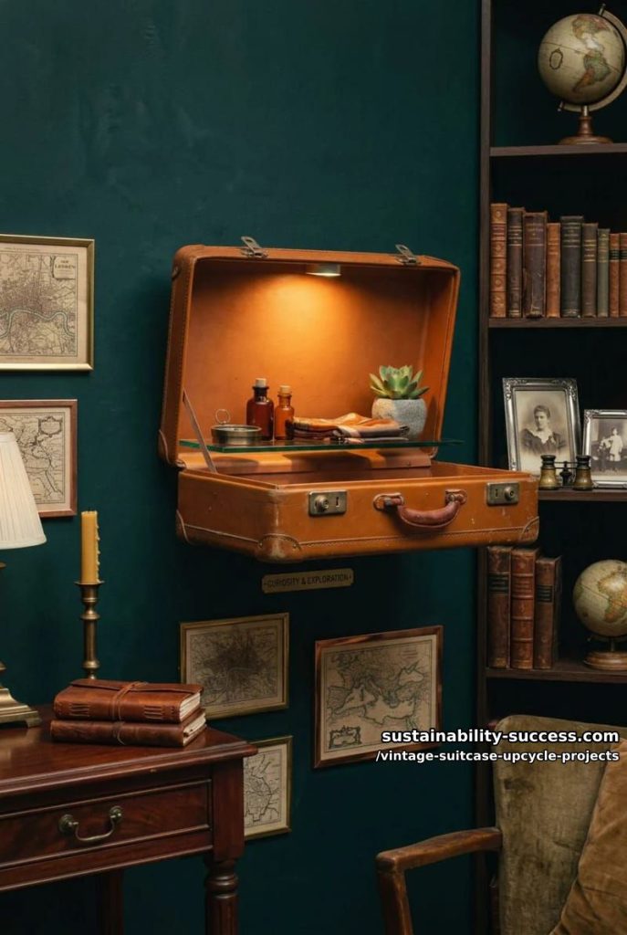 led-lit vintage suitcase display cabinet 11