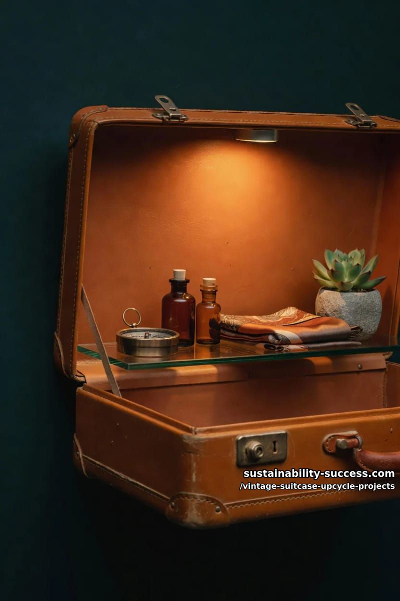 Vintage Suitcase Upcycle Projects: 12 Furniture Conversions for Thrifted Luggage 14 led-lit vintage suitcase display cabinet 12
