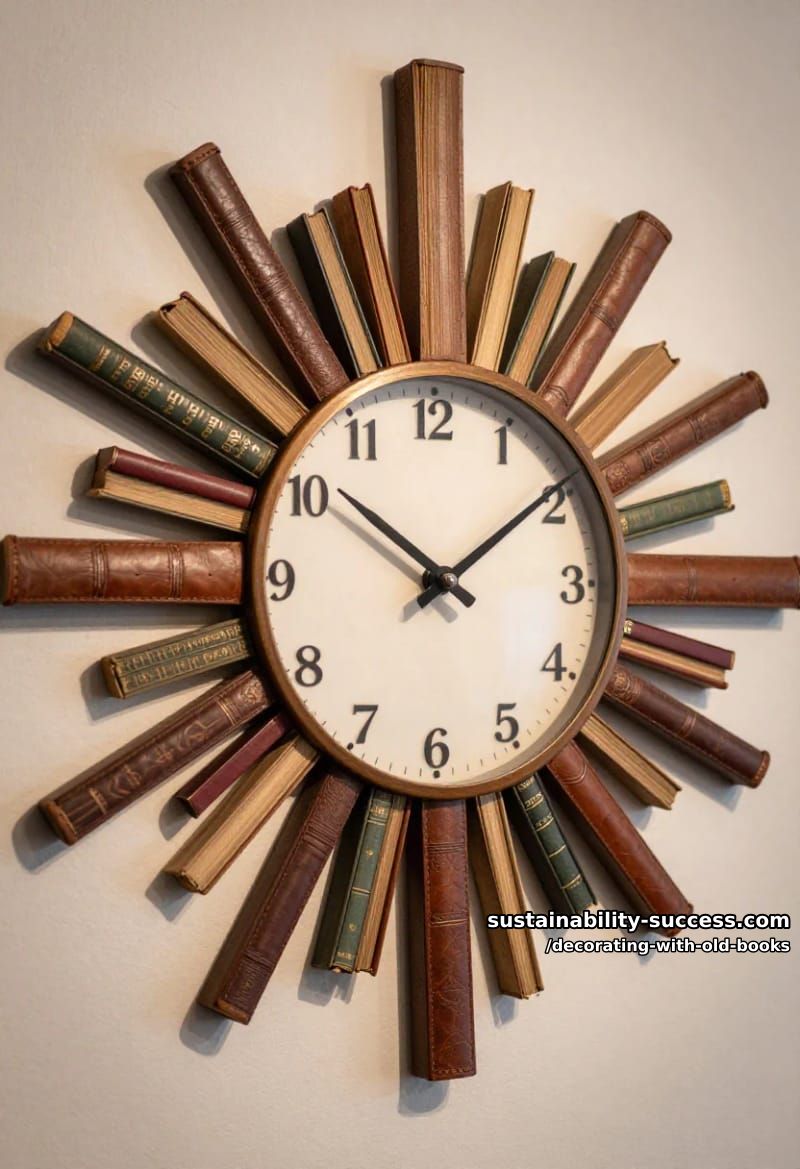 make a wall clock from old book spines 1