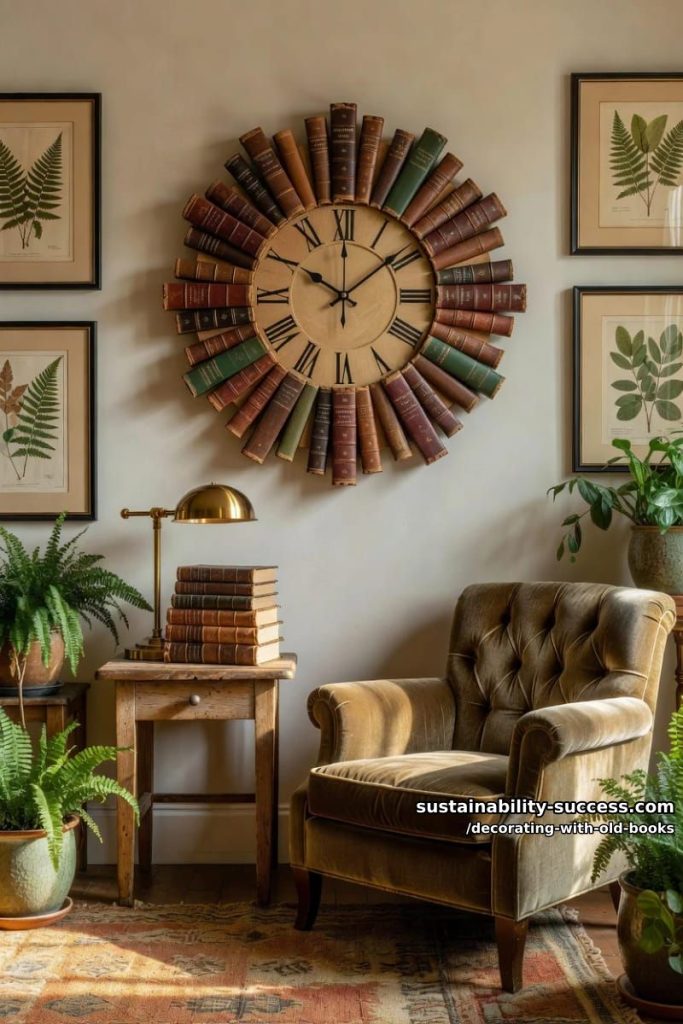 Sustainability Success 9 make a wall clock from old book spines 19